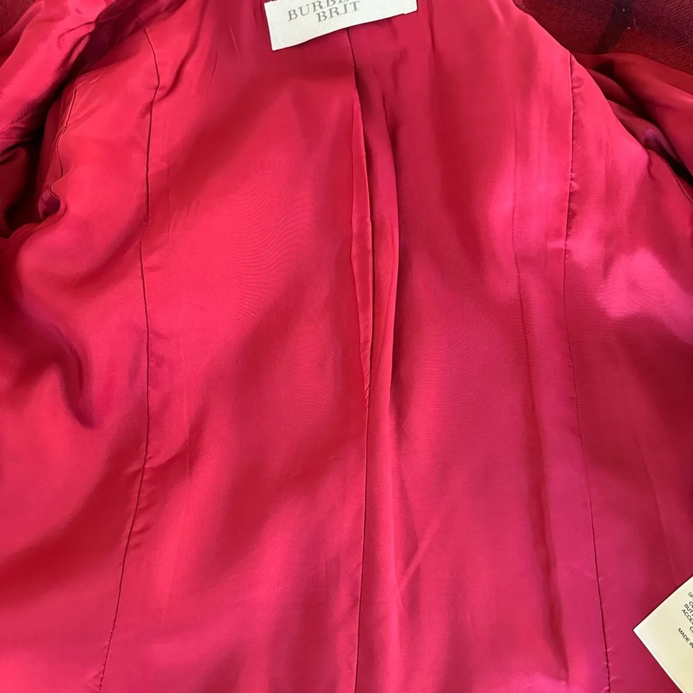 Burberry Brit Red Plaid Wool Jacket size 6 - Picture 9 of 12